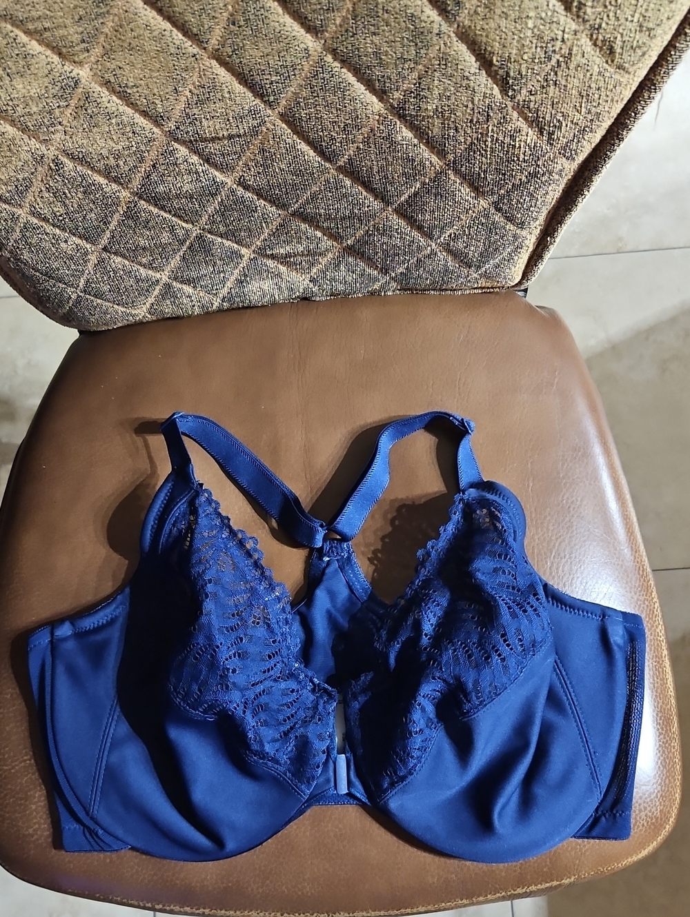 Glamorise Wonderwire Full Figure Front Closure T-Back Unlined Underwire Lace Bra